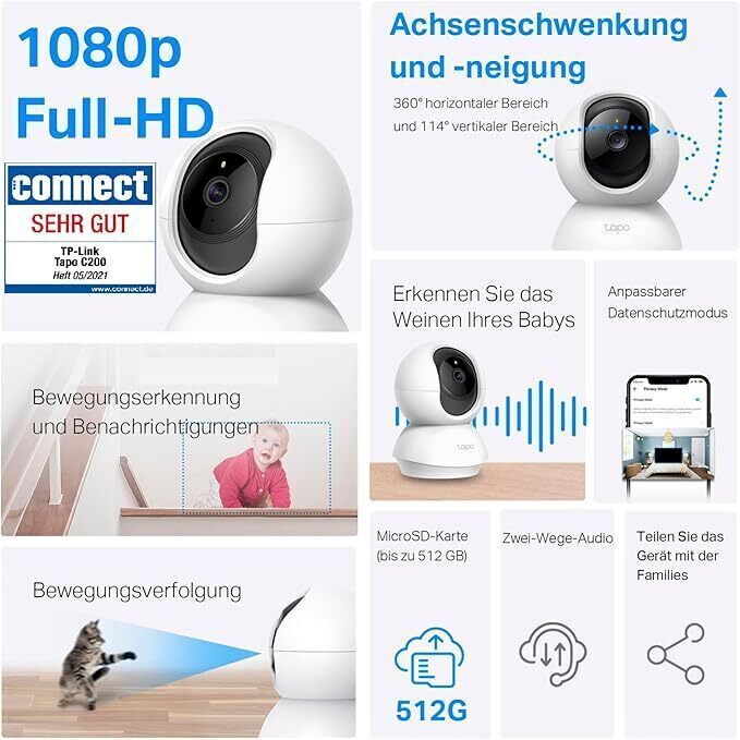 TP-Link Tapo C200 Pan/Tilt Home Security WiFi Kamera