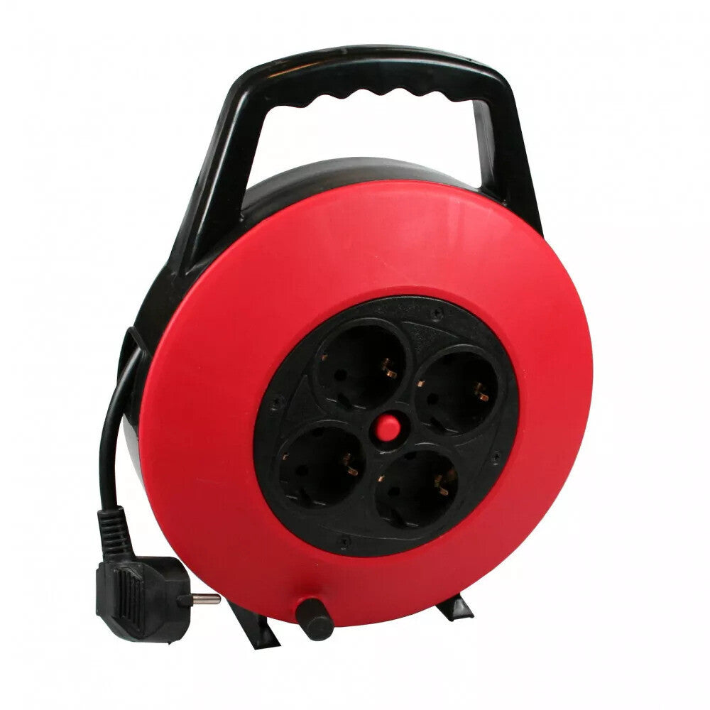 Kabeltrommel 5 m – 4-fach Schuko Steckdosen – Kabelbox mit Griff – 2200 W
