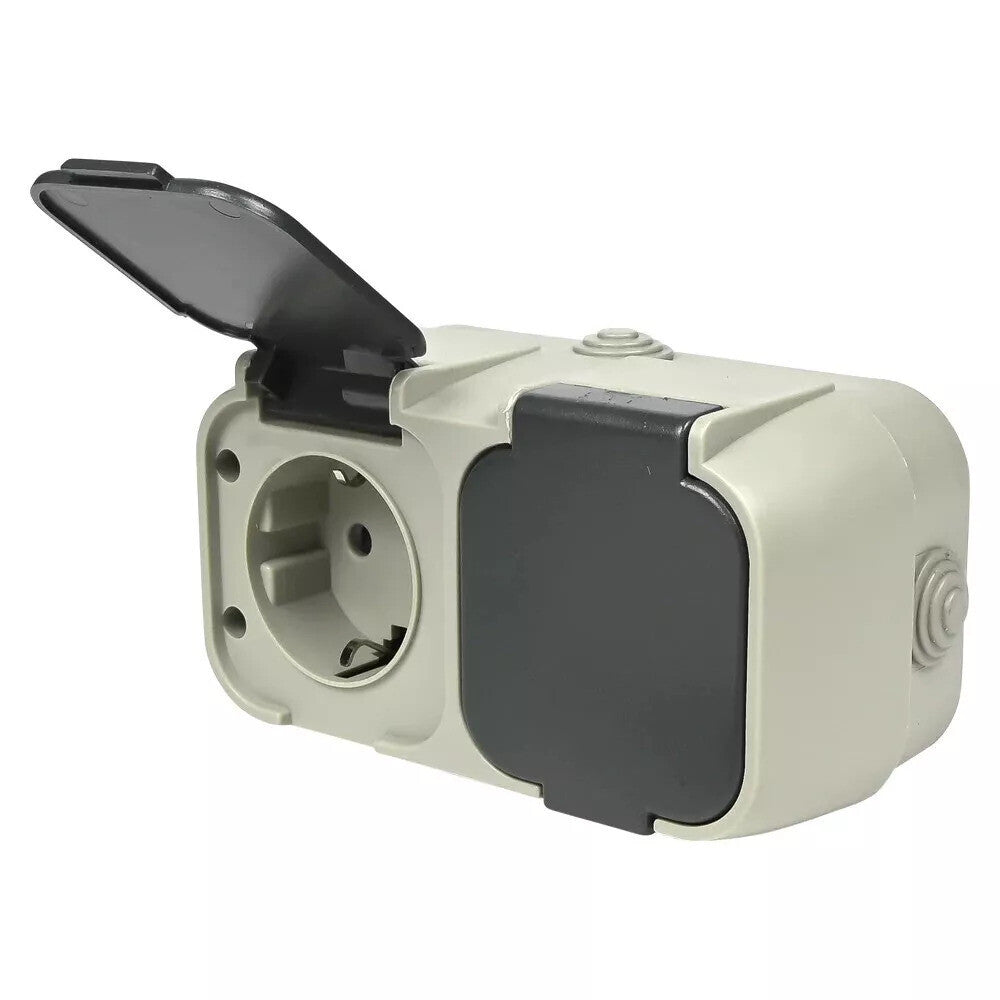 2-Fach Aufputz-Steckdose IP54 – Wasserdicht – Feuchtraum – 16A / 250V – Benson