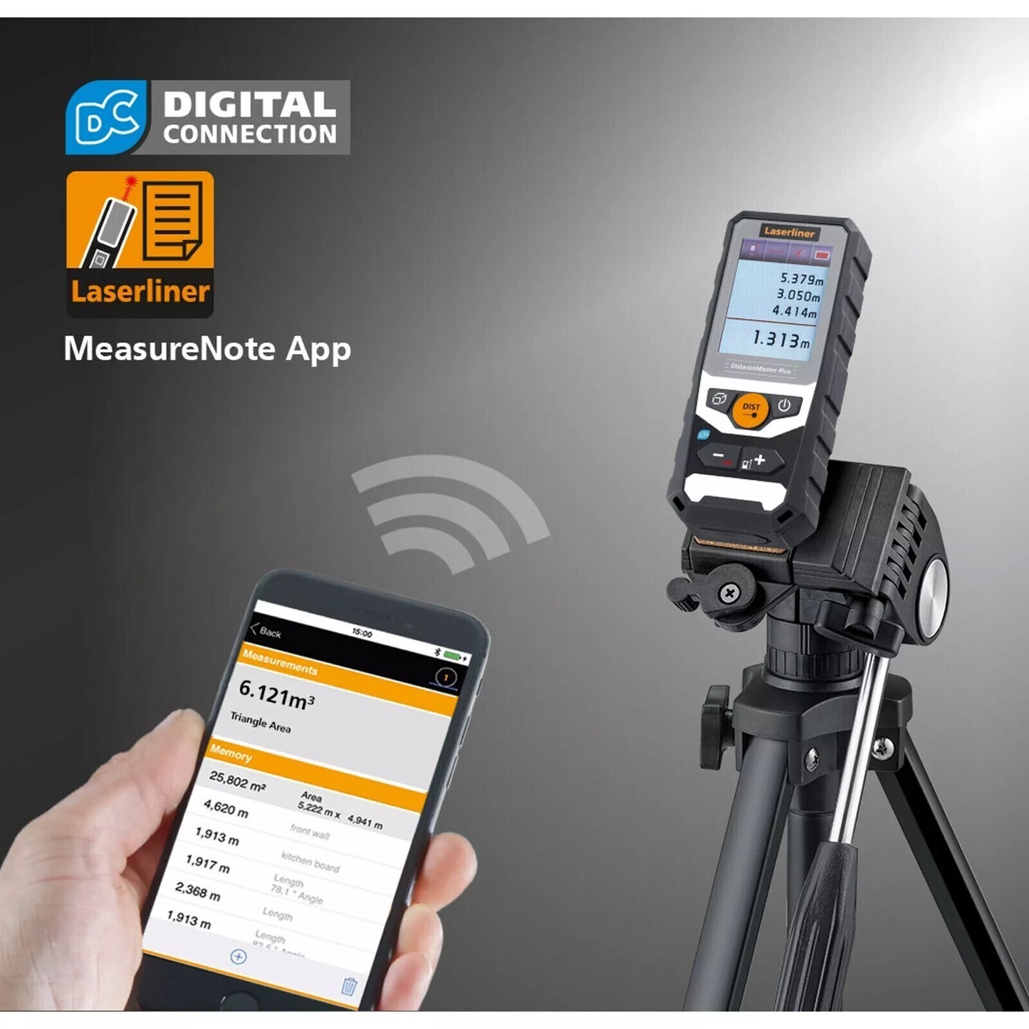 Laserliner DistanceMaster Plus 80 – Entfernungsmesser 80 m, Bluetooth, Li-Ion