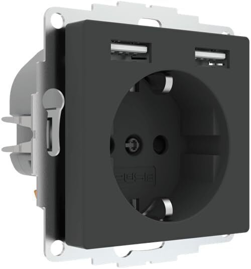 2USB 2U-449351 Unterputz-Steckdose VDE, mit USB Anthrazit