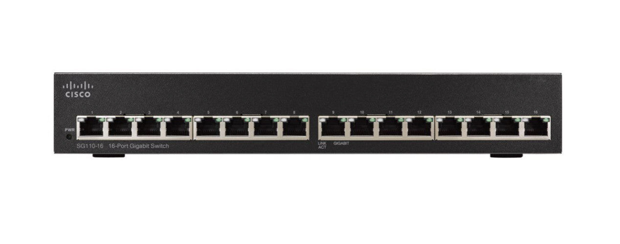 Cisco SG110-16 Switch – 16-Port Gigabit Unmanaged, Metallgehäuse, Plug & Play