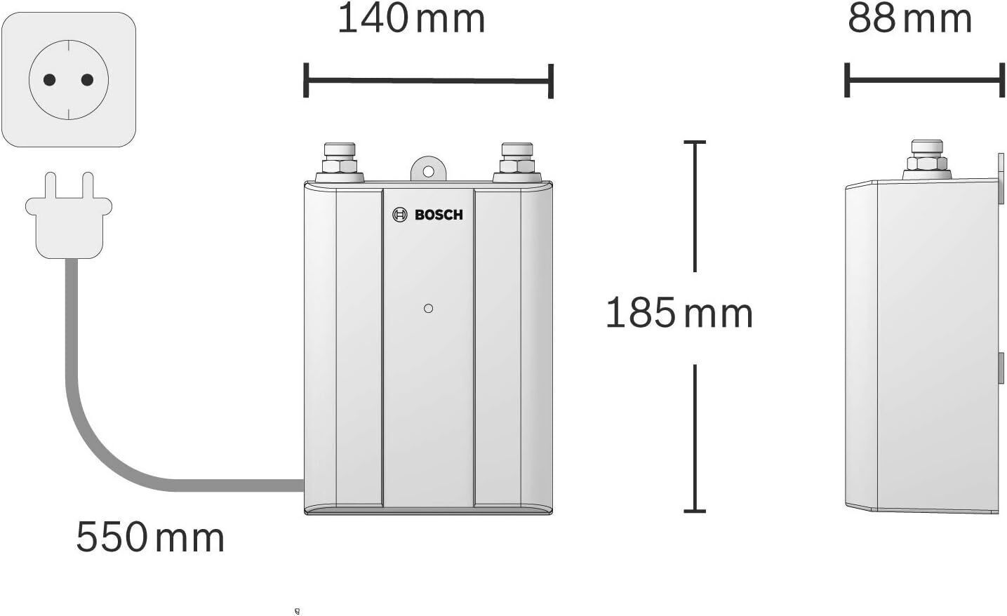 Bosch Tronic 4000R 4 ET Durchlauferhitzer 3,6 kW – Kompakt, Steckerfertig, A