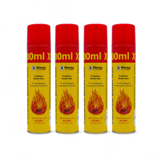 4x 300ml FEUERZEUG BUTAN GAS NACHFÜLLGAS FEUERZEUGGAS