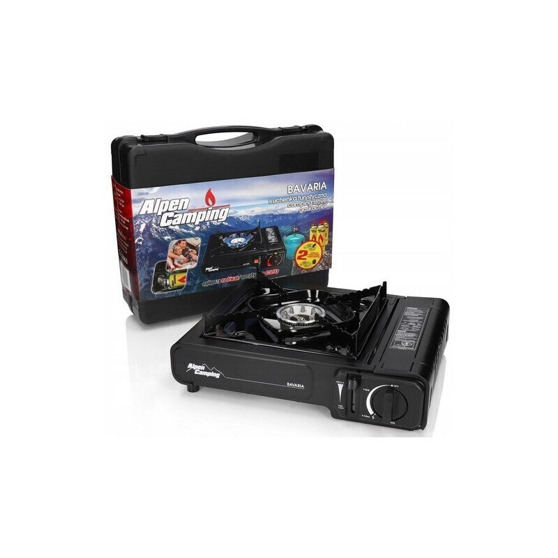 Alpen Camping Campingkocher Bavaria mit 4 Ventilgaskartuschen