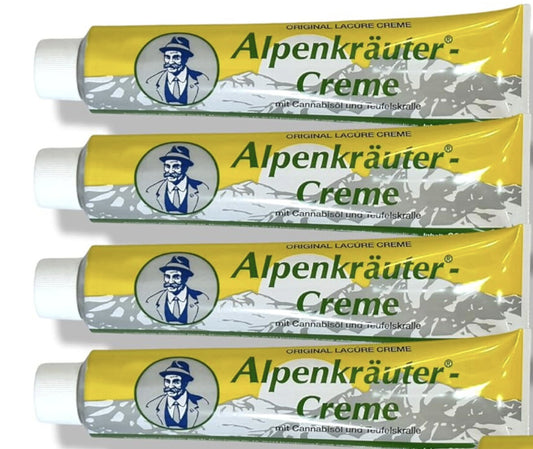 Alpenkräuter Creme mit Hanföl & Teufelskralle – 4×200 ml – Massage & Pflege