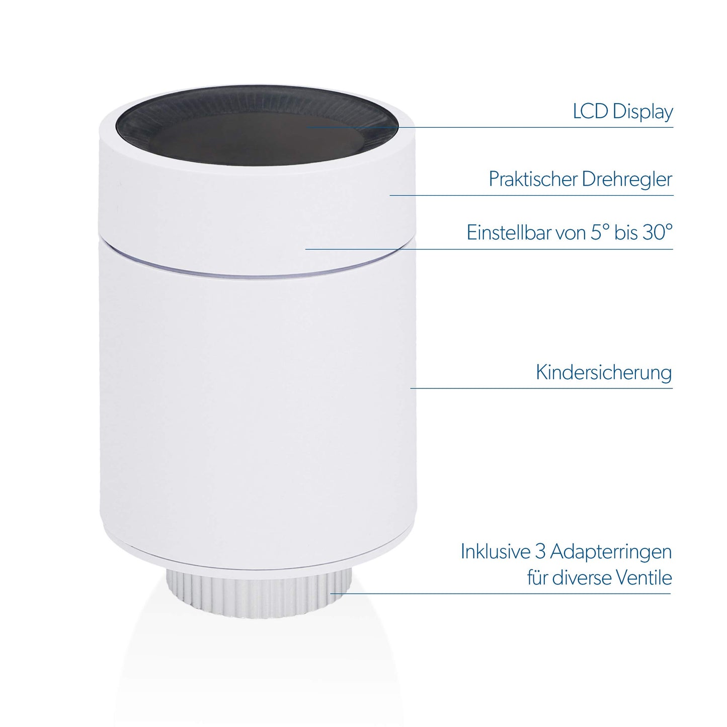 UNITEC Smart Heizkörper-Thermostat Starter Set 2+1 mit LCD Display, kompatibel mit Amazon Alexa und Hey Google