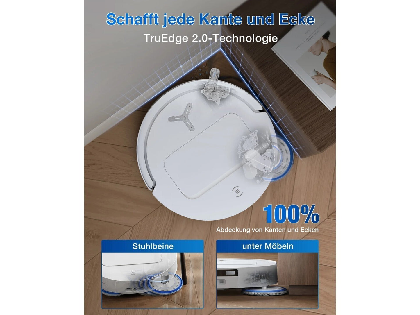 ECOVACS DEEBOT T50 PRO Omni Saugroboter mit Wischfunktion, Ausfahrende Seitenbürste und Wischmopp, 15.000 Pa, T30 PRO OMNI-Upgrade, Auto Zugabe von Reinigungslösung, Moppwäsche mit 75°C heißem Wasser