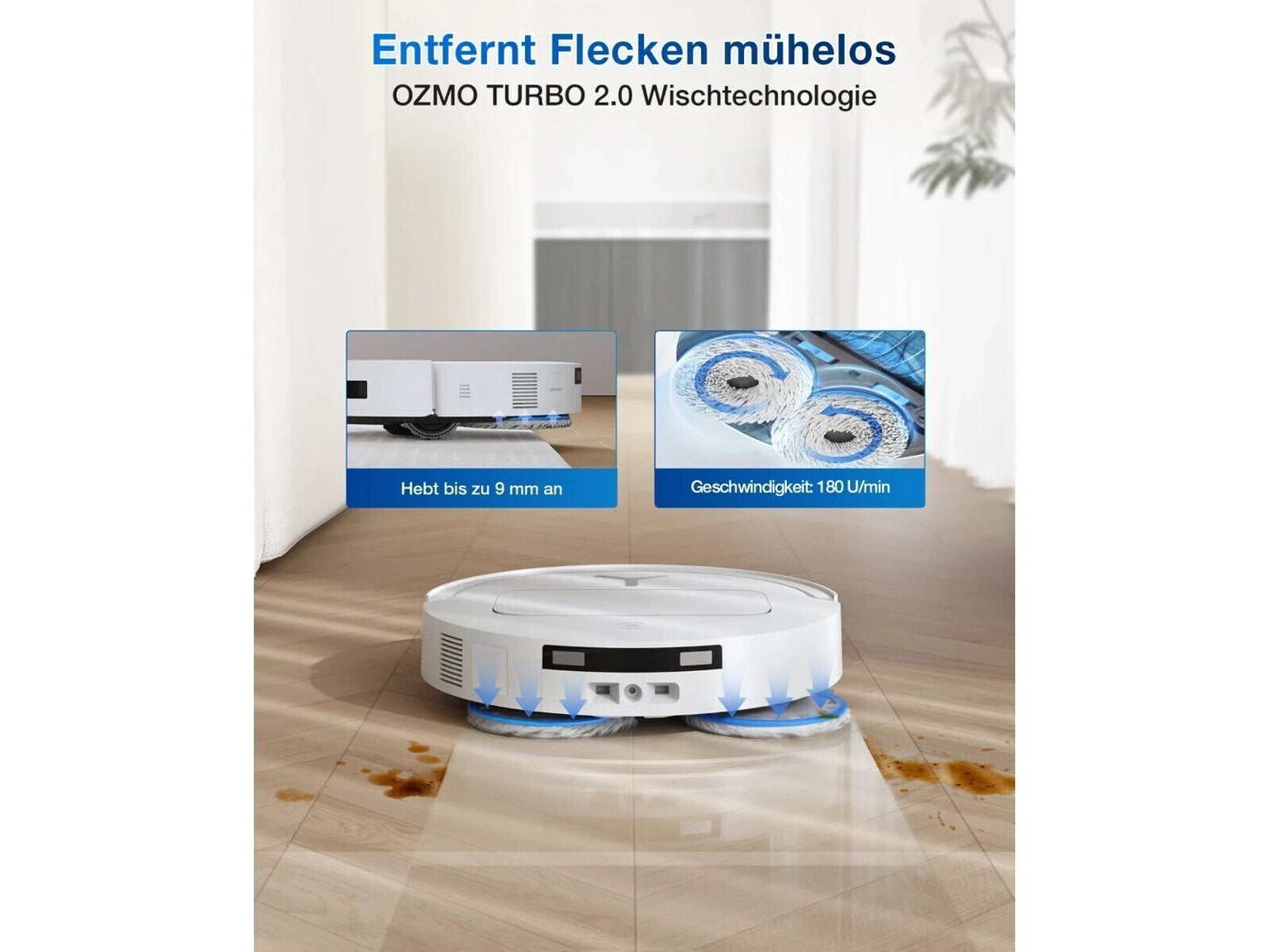 ECOVACS DEEBOT T50 PRO Omni Saugroboter mit Wischfunktion, Ausfahrende Seitenbürste und Wischmopp, 15.000 Pa, T30 PRO OMNI-Upgrade, Auto Zugabe von Reinigungslösung, Moppwäsche mit 75°C heißem Wasser
