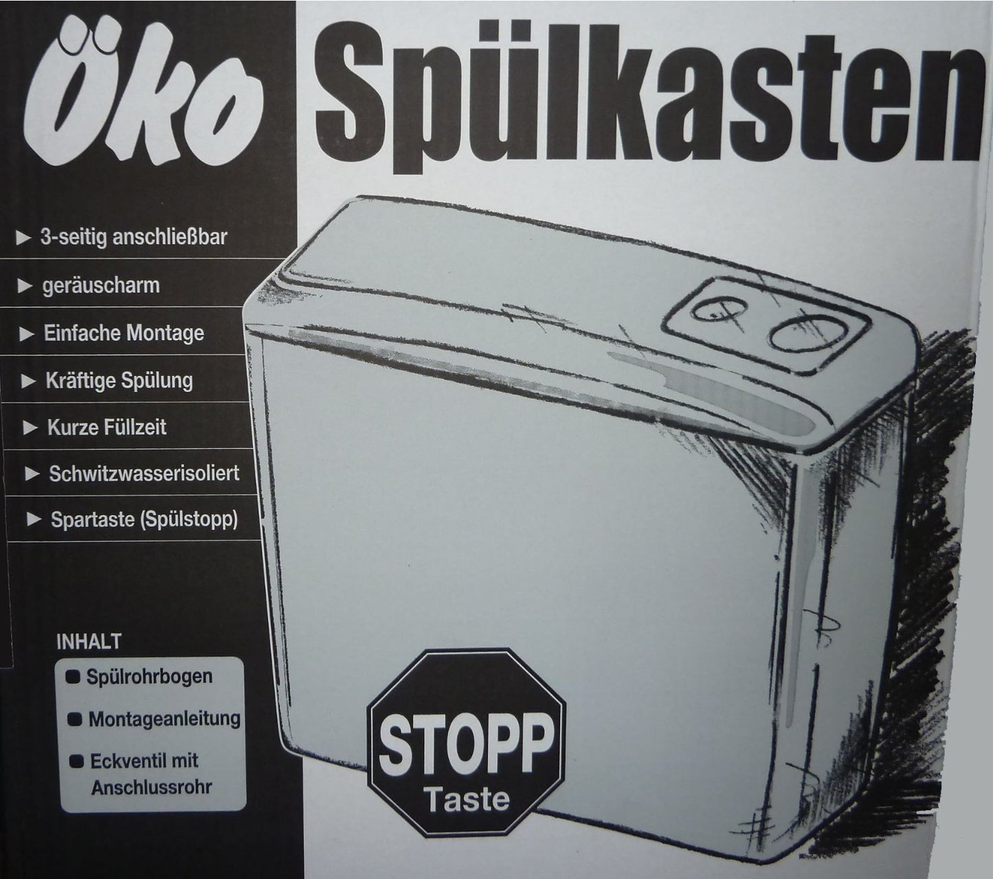 Aufputz Spülkasten 6-9 Liter mit Spül-Stopp Funktion, Toilettenspülung, Aufputzspülkasten mit Montagematerial, wassersparend