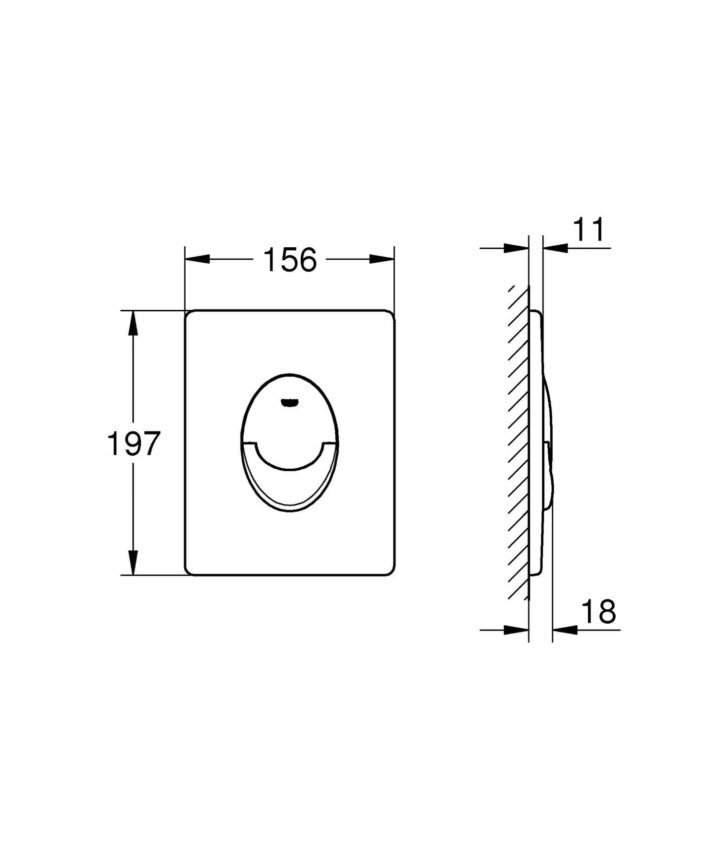 GROHE Start, Abdeckplatte WC (Betätigungsplatte wassersparend, mit Start & Stopp-Betätigung, 2-Mengen Spülung, Drückerplatte für den Spülkasten), schwarz, 389642430