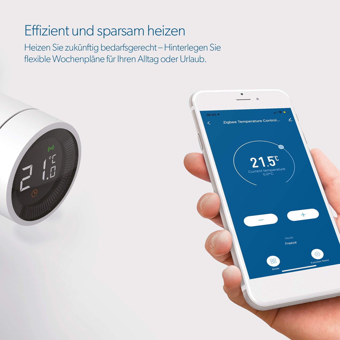 UNITEC Smart Heizkörper-Thermostat Erweiterung mit LCD Display, kompatibel mit Amazon Alexa und Hey Google, 30946