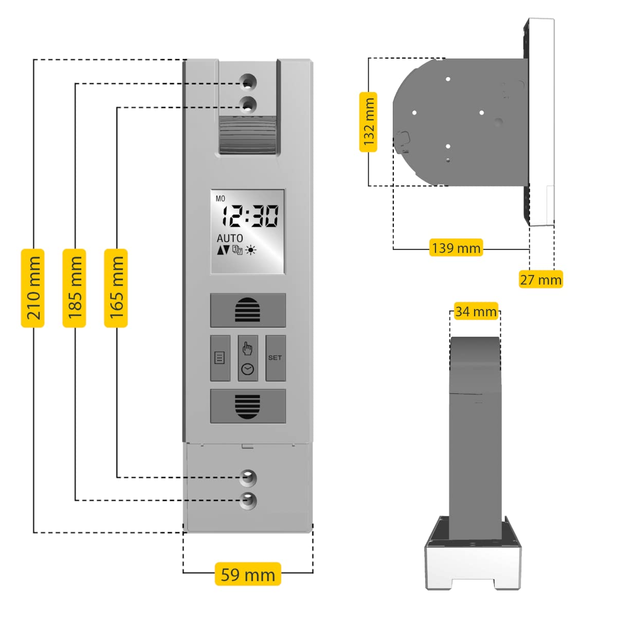 Schellenberg 22766 Elektrischer Gurtwickler RolloDrive 65 Plus Unterputz Rolladenantrieb, bis 6 m² Rollladenfläche, 10 Nm, Gurtband 23 mm, Zugkraft max. 45 kg, mit Display, Zeit- und Astrofunktion
