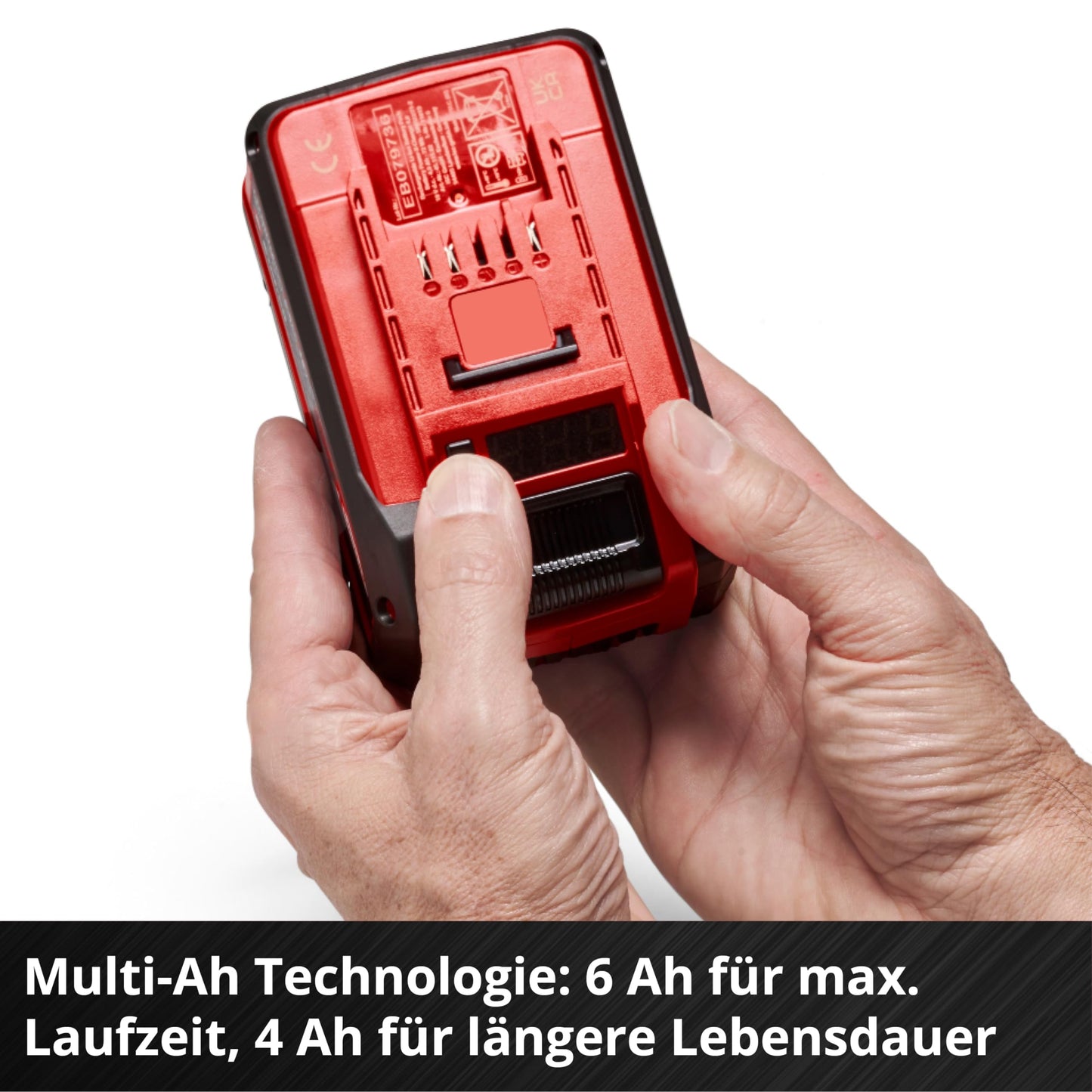 Original Einhell 18V 4-6Ah Multi Ah Power X-Change PLUS (18V, verwendbar für alle PXC-Geräte, Ladezustandsanzeige, aktives Batteriemanagementsystem ABS, situativ angepasste Ladezyklen, ohne Ladegerät)