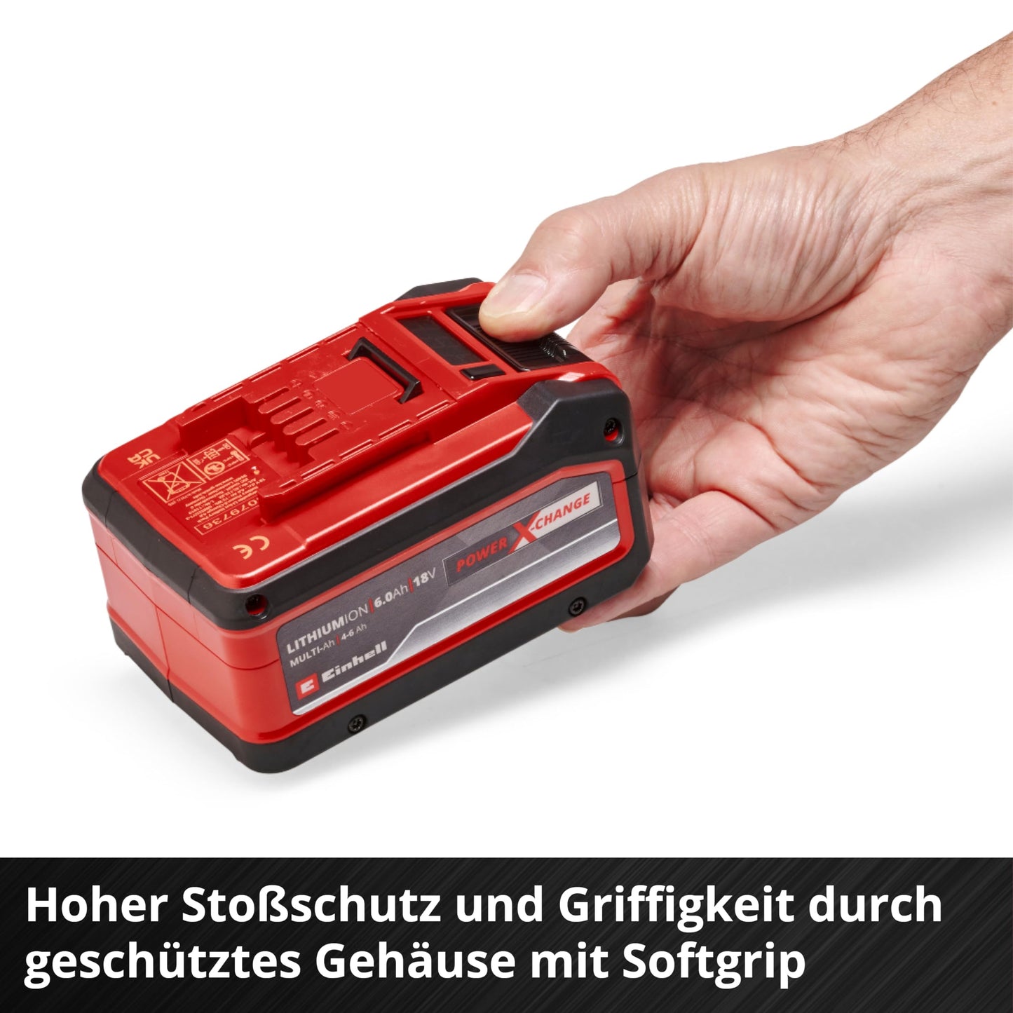 Original Einhell 18V 4-6Ah Multi Ah Power X-Change PLUS (18V, verwendbar für alle PXC-Geräte, Ladezustandsanzeige, aktives Batteriemanagementsystem ABS, situativ angepasste Ladezyklen, ohne Ladegerät)