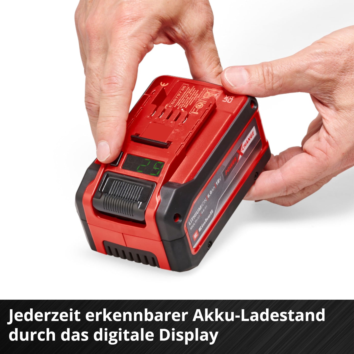 Original Einhell 18V 4-6Ah Multi Ah Power X-Change PLUS (18V, verwendbar für alle PXC-Geräte, Ladezustandsanzeige, aktives Batteriemanagementsystem ABS, situativ angepasste Ladezyklen, ohne Ladegerät)