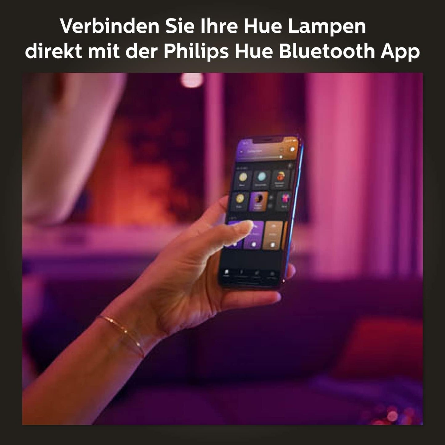 Philips Hue White & Color Ambiance E27 LED Lampen (1100lm), TESTSIEGER Stiftung Warentest (01/2024), dimmbare LED Lampen mit 16 Mio. Farben, smarte Lichtsteuerung über Sprache und App, 2er Pack