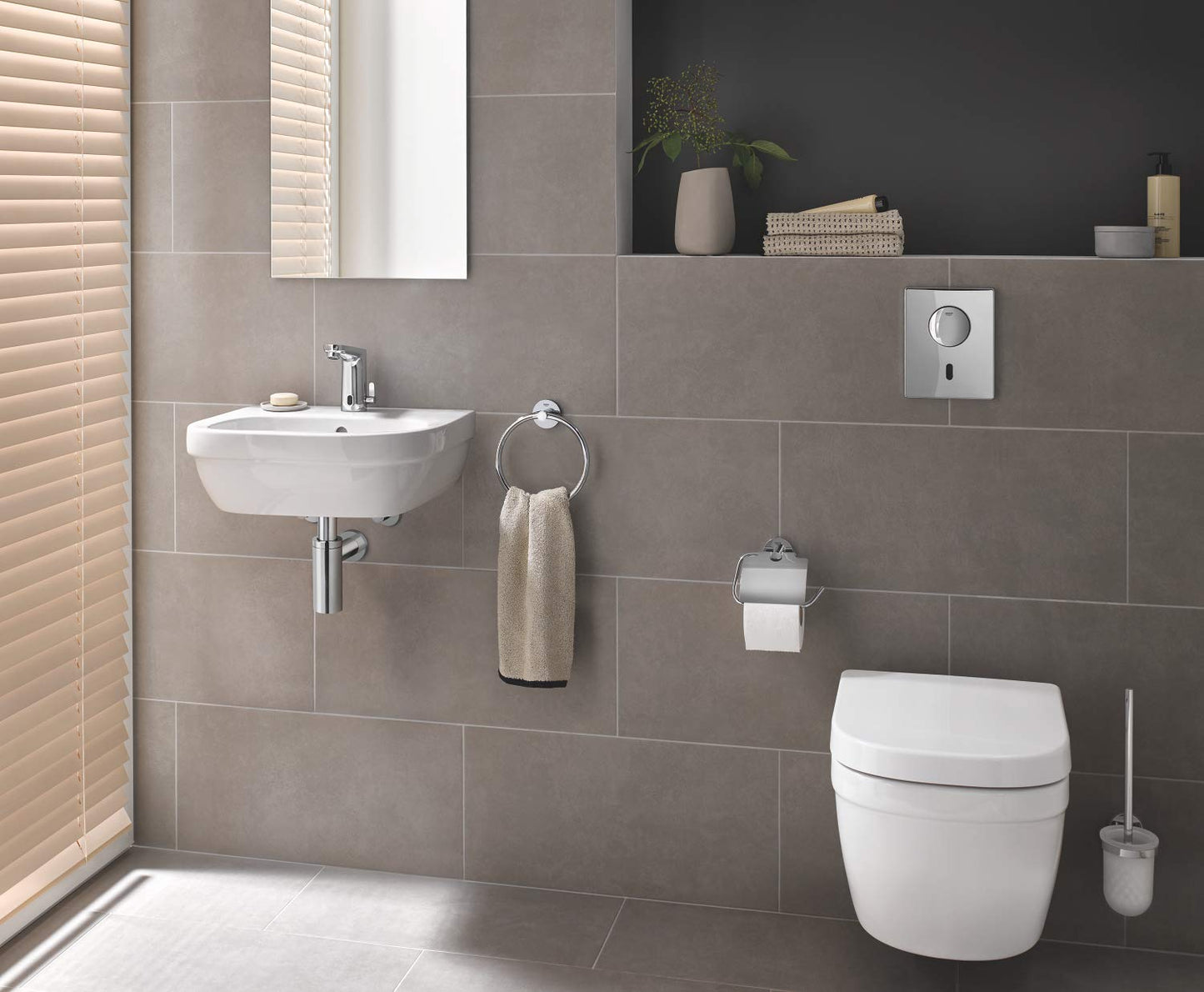GROHE Get E - Infrarot-Elektronik für Waschtisch mit Mischung (wassersparend, 7 Programme, Einlochmontage), chrom, 36366001