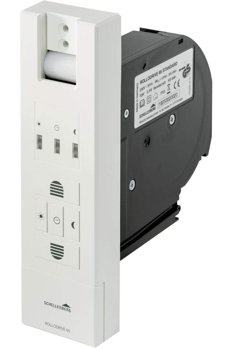 Schellenberg 22726 Elektrischer Gurtwickler Unterputz RolloDrive 65 Standard, Rolladenantrieb bis 6 m² Fläche, für 23 mm Rolladen-Gurt, Zugkraft max. 45 kg, Komplettset