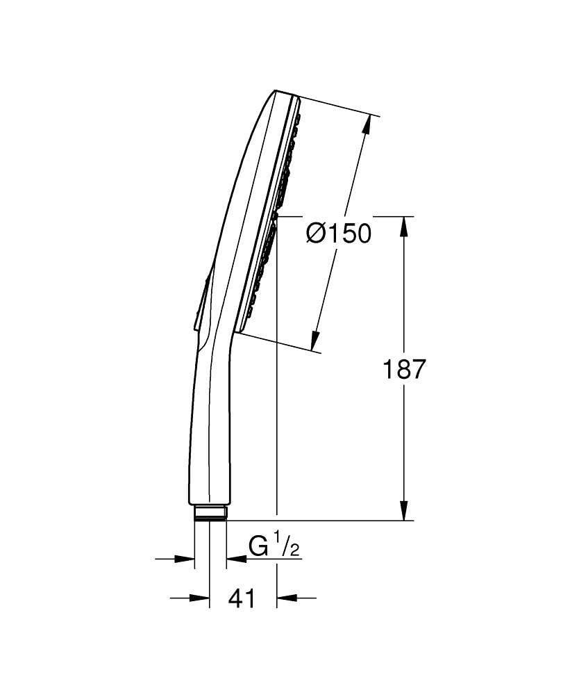 GROHE Vitalio SmartActive 150, Duschkopf wassersparend, 9l pro Min (Handbrause mit 3 Strahlarten, Antikalk-System, Universalanschluss passend zu Standard-Duschschläuchen), chrom, 26597000