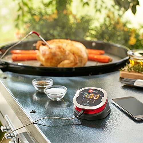 Weber iGrill 2 - intelligentes Fleischthermometer mit Bluetooth inkl. Fühler (4 Anschlüsse möglich), Kontrolle am Gerät & per Smartphone App, Magnethalterung am Gehäuse (7221)