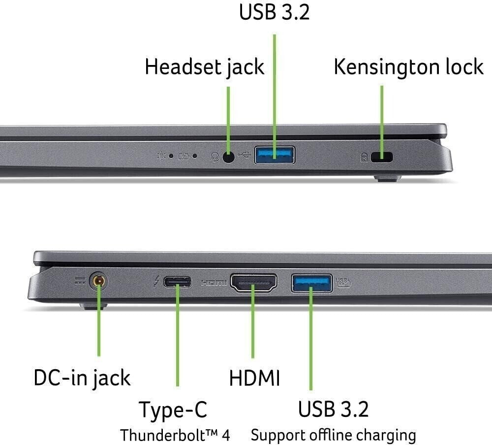 Acer Aspire 15 (A15-51M-55AY) Laptop | 15,6" WQHD IPS Display | Intel Core 5 120U | 16 GB RAM | 512 GB SSD | Intel Grafik | Windows 11 | QWERTZ Tastatur | grau
