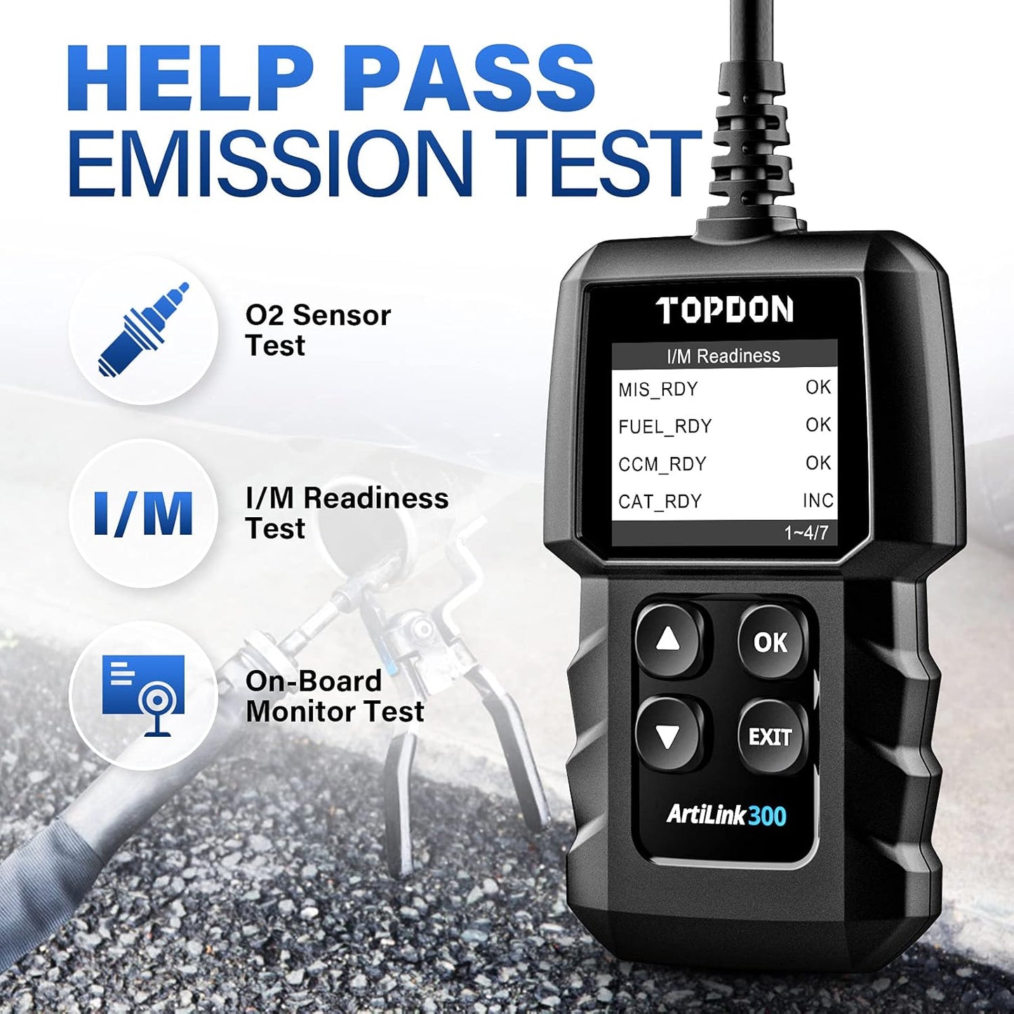 TOPDON OBD2 Diagnosegerät AL300, Universal Fehler-Code Scanner mit Vollen OBD2-Funktionen, KFZ-Fehlercode-Lesegerät für Alle OBDII/EOBD Protokoll