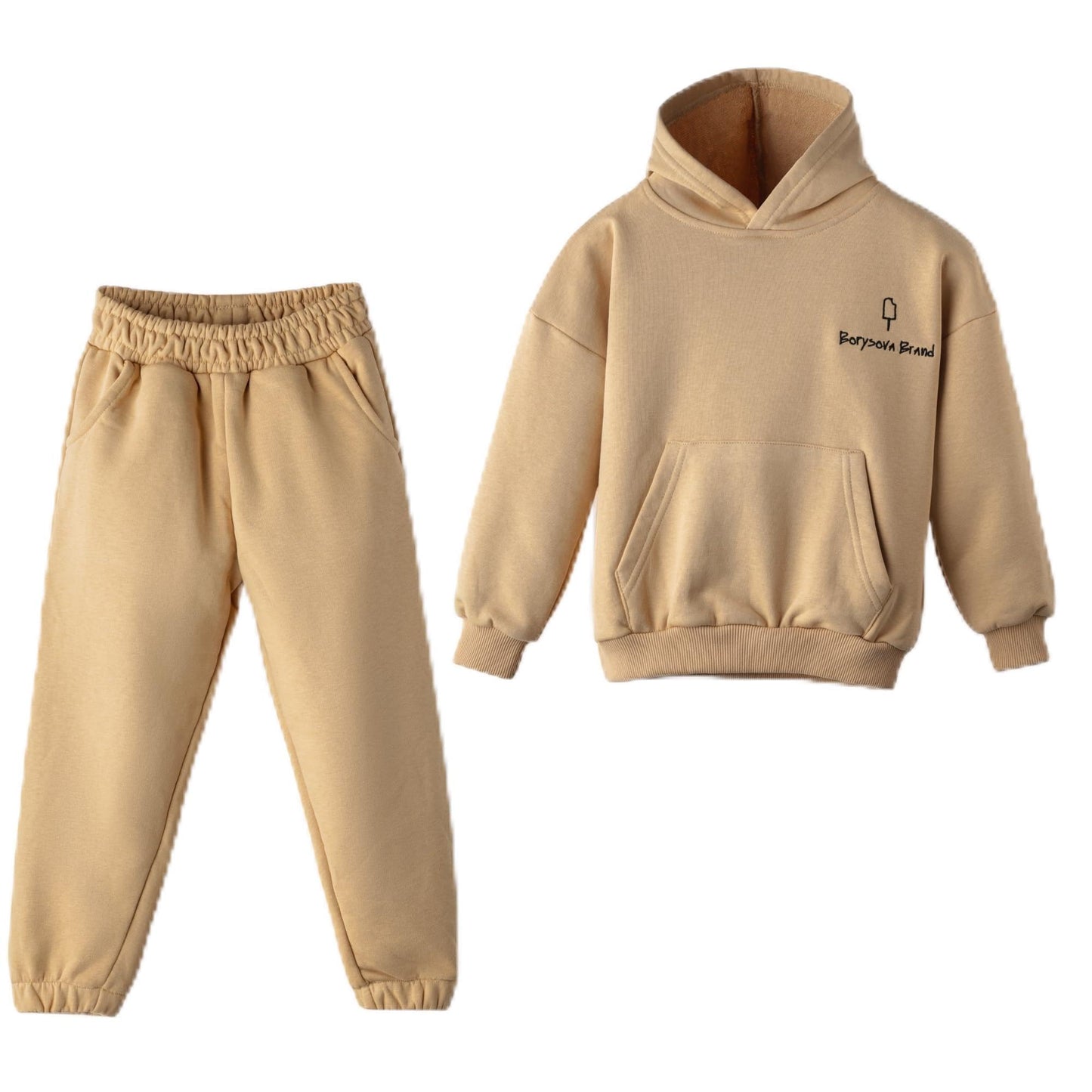 Kinder Jogginganzug 100% Baumwolle Oversize Mädchen – Kapuzenpullover & Hose