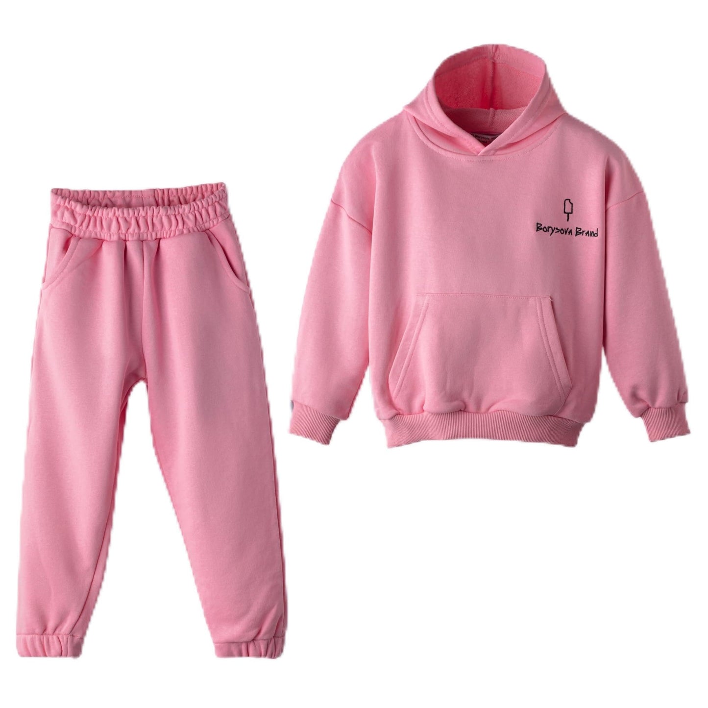 Kinder Jogginganzug 100% Baumwolle Oversize Mädchen – Kapuzenpullover & Hose