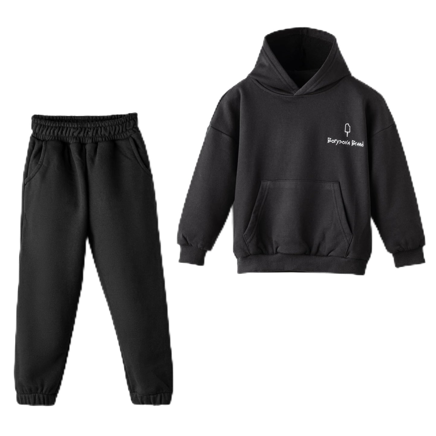 Kinder Jogginganzug 100% Baumwolle Oversize Mädchen – Kapuzenpullover & Hose