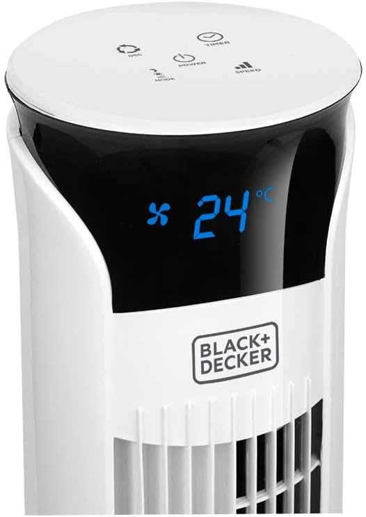 Black+Decker BXEFT49E Turmventilator, 45, Kunststoff, Mit Fernbedienung, 102 cm, weiß