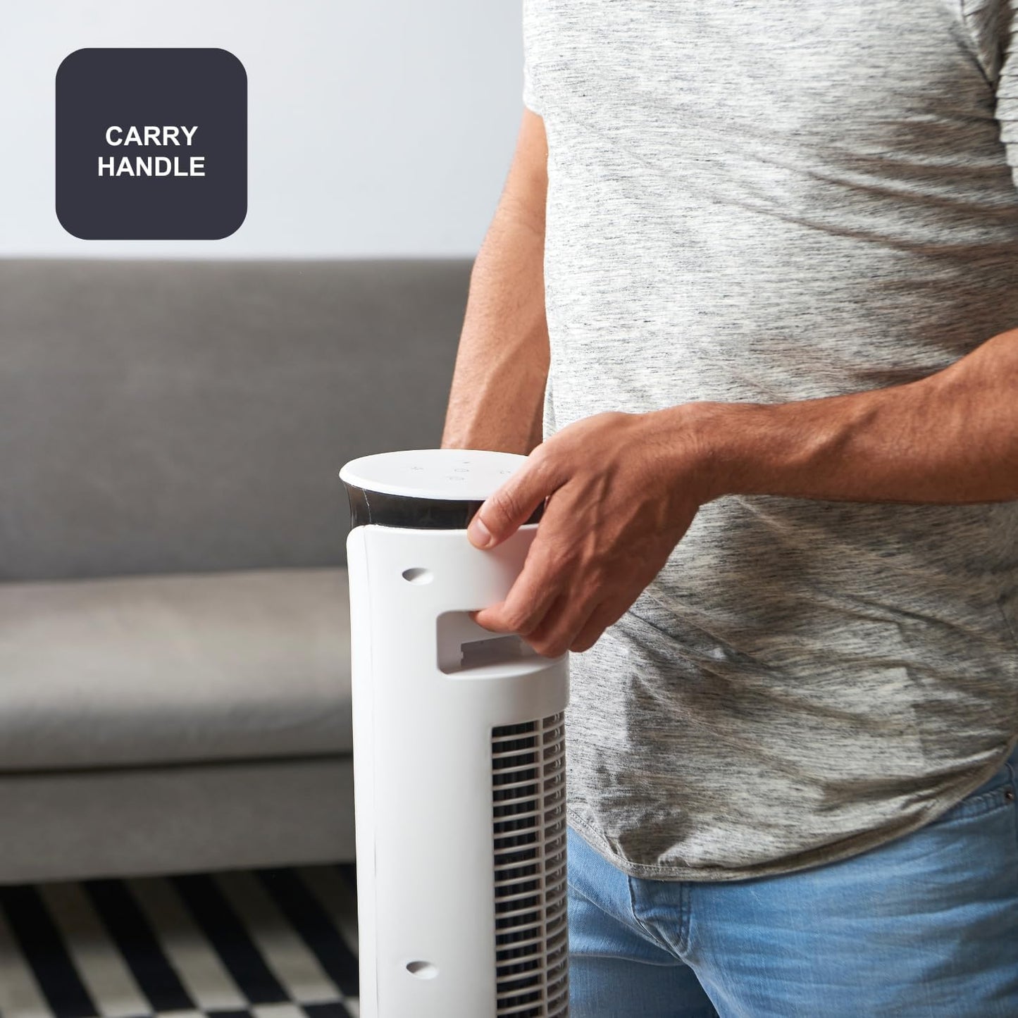 Black+Decker BXEFT49E Turmventilator, 45, Kunststoff, Mit Fernbedienung, 102 cm, weiß