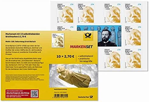 10 Stück Deutsche Post 2,70€ Briefmarken "Ernst Barlach" Selbstklebend