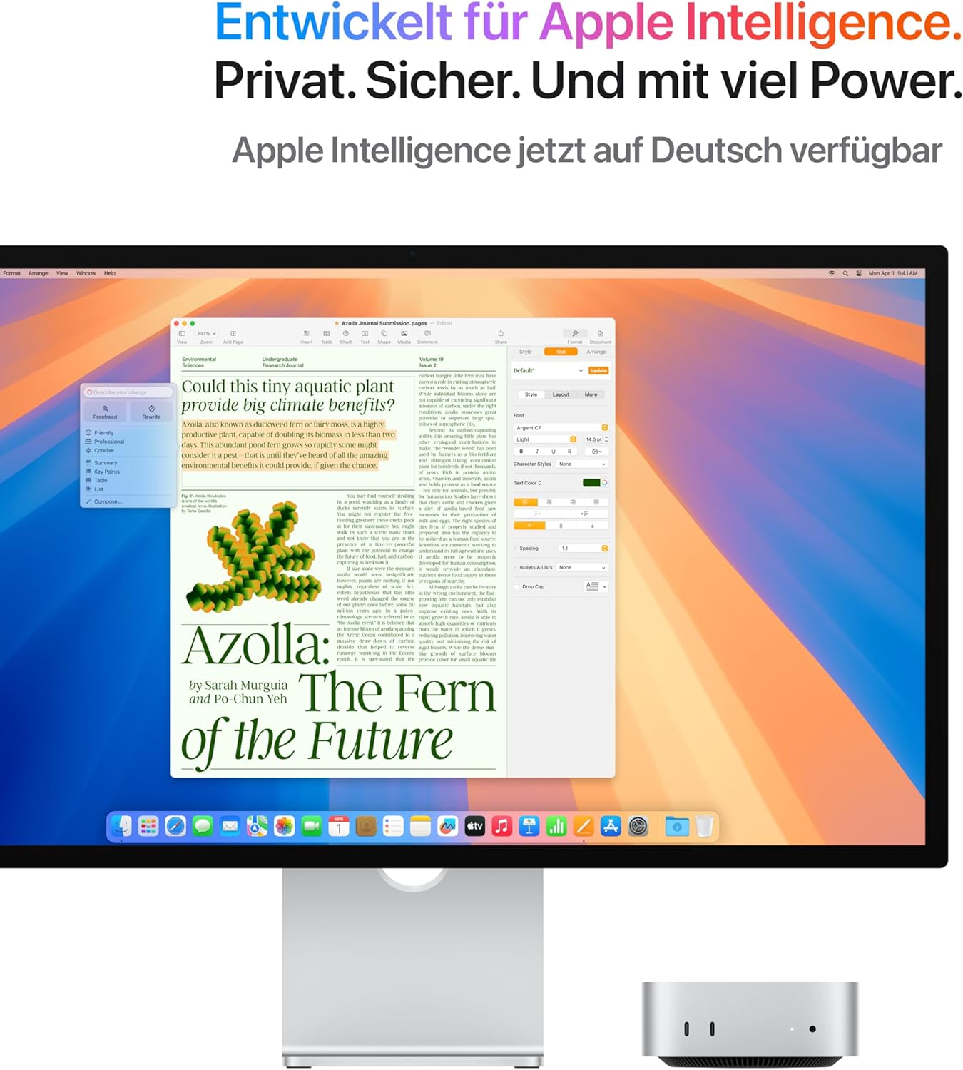 Apple Mac mini Desktop-Computer mit M4 Chip mit 10 Core CPU und 10 Core GPU: 16 GB gemeinsamer Arbeitsspeicher, 256 GB SSD Speicher, Gigabit Ethernet. Funktioniert mit iPhone/iPad