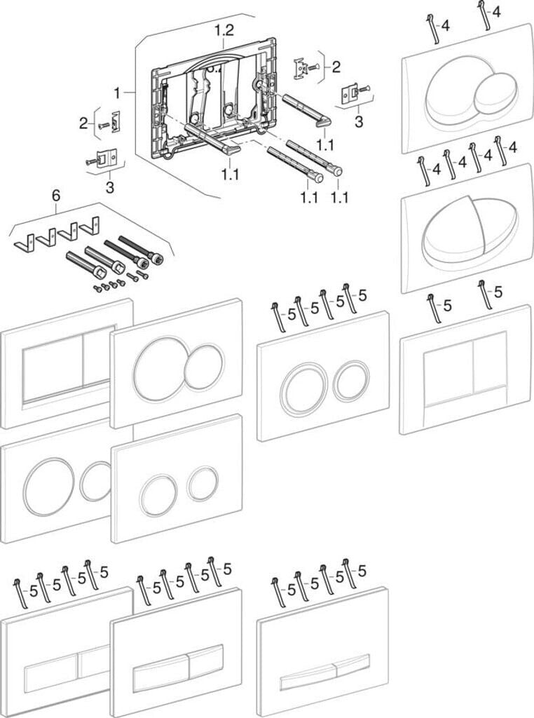 Geberit Sigma 20 Betätigungsplatte 2-Mengen-Spülung Weiß/Matt Chrom