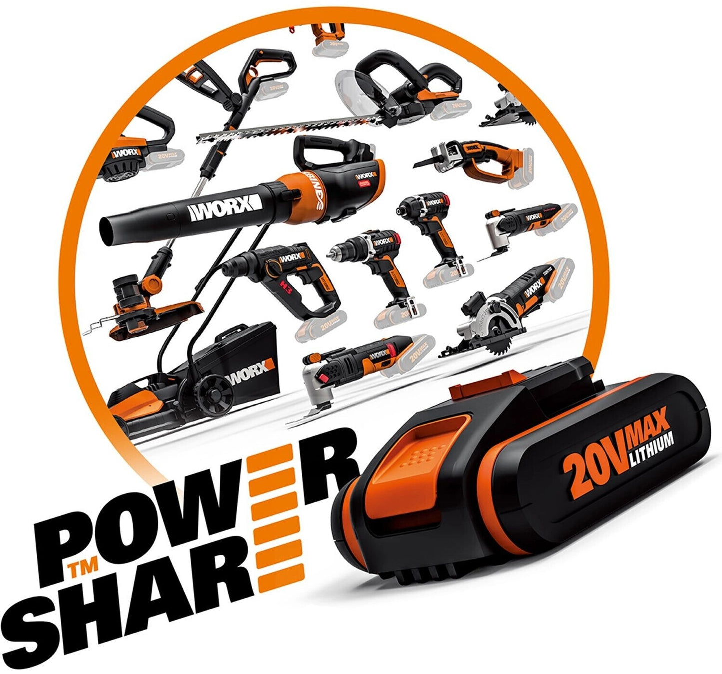 Worx WX801.9 Akku-Multitool 20V Solo Mini-Cutter ohne Akku/Lader