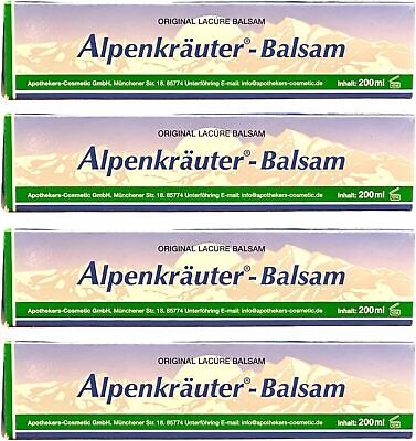 4er Pack Alpenkräuter-Balsam – 4x200 ml - Kühlend & Erfrischend für Füße, Hände & Massage