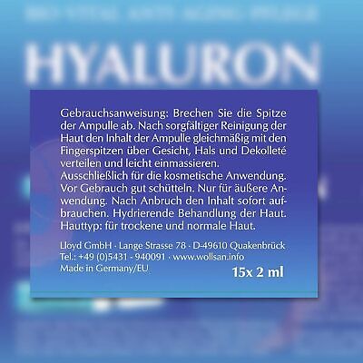 Hyaluron – Bio-Vital Anti-Aging Ampullen 15x2ml, hochkonzentrierte Hyaluronsäure
