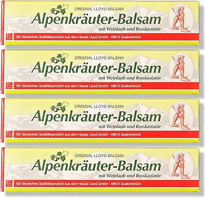 4er Pack Alpenkräuter Balsam – 4x200 ml – Weinlaub & Rosskastanie Pflegecreme