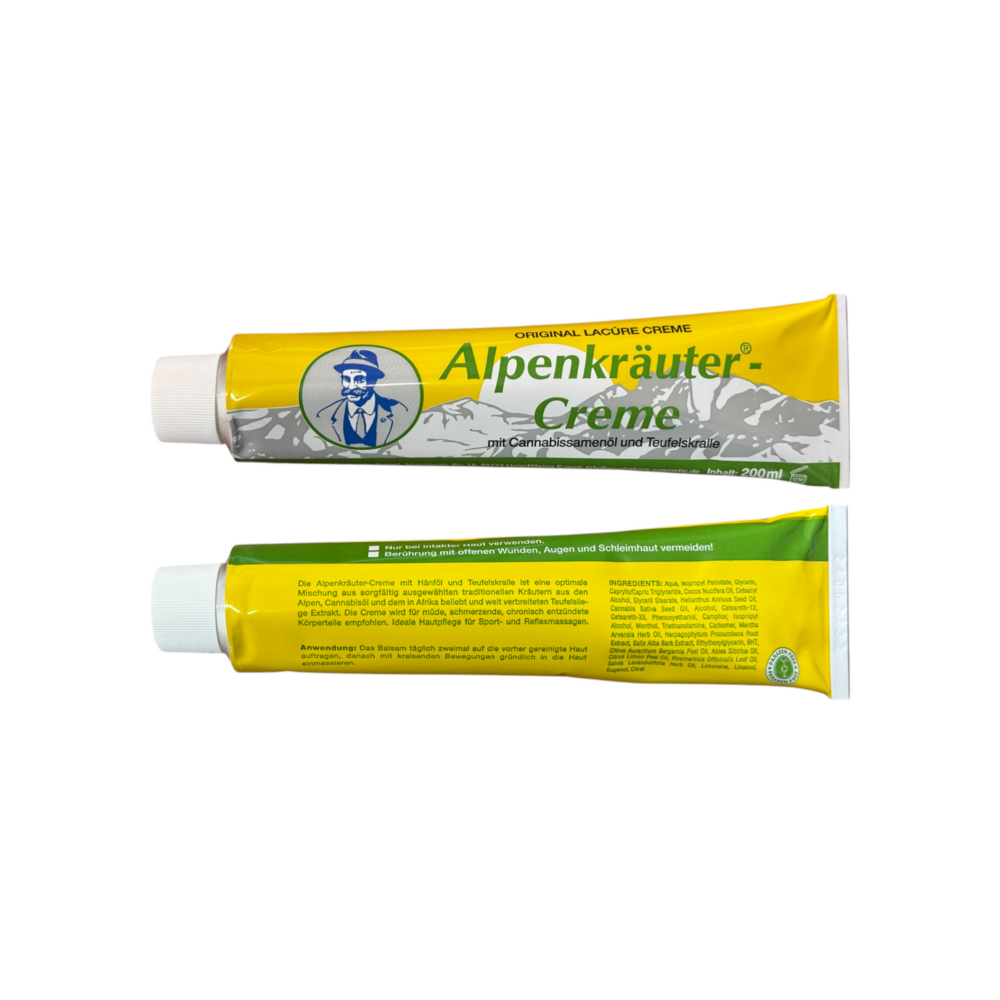 4er Pack  Alpenkräuter Creme – 4x200 ml – Hanföl & Teufelskralle – Massage & Pflegebalsam