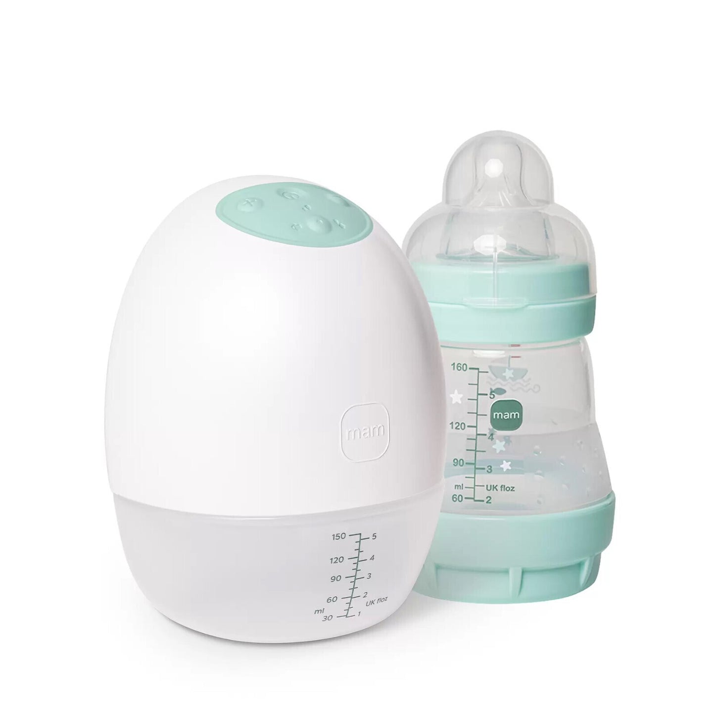 MAM Move Handsfree Milchpumpe Mint – tragbar, leise, inkl. Flasche 160 ml