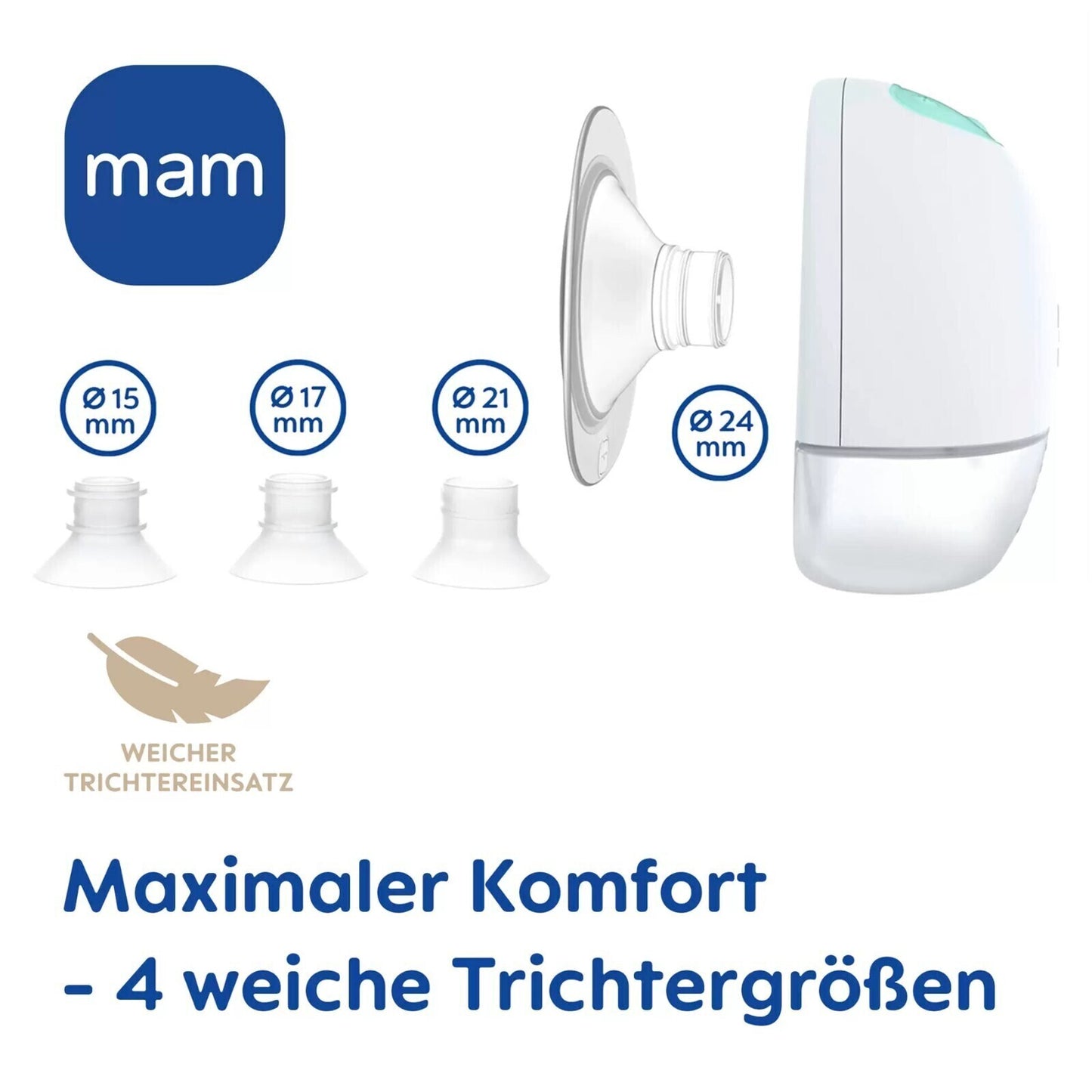 MAM Move Handsfree Milchpumpe Mint – tragbar, leise, inkl. Flasche 160 ml