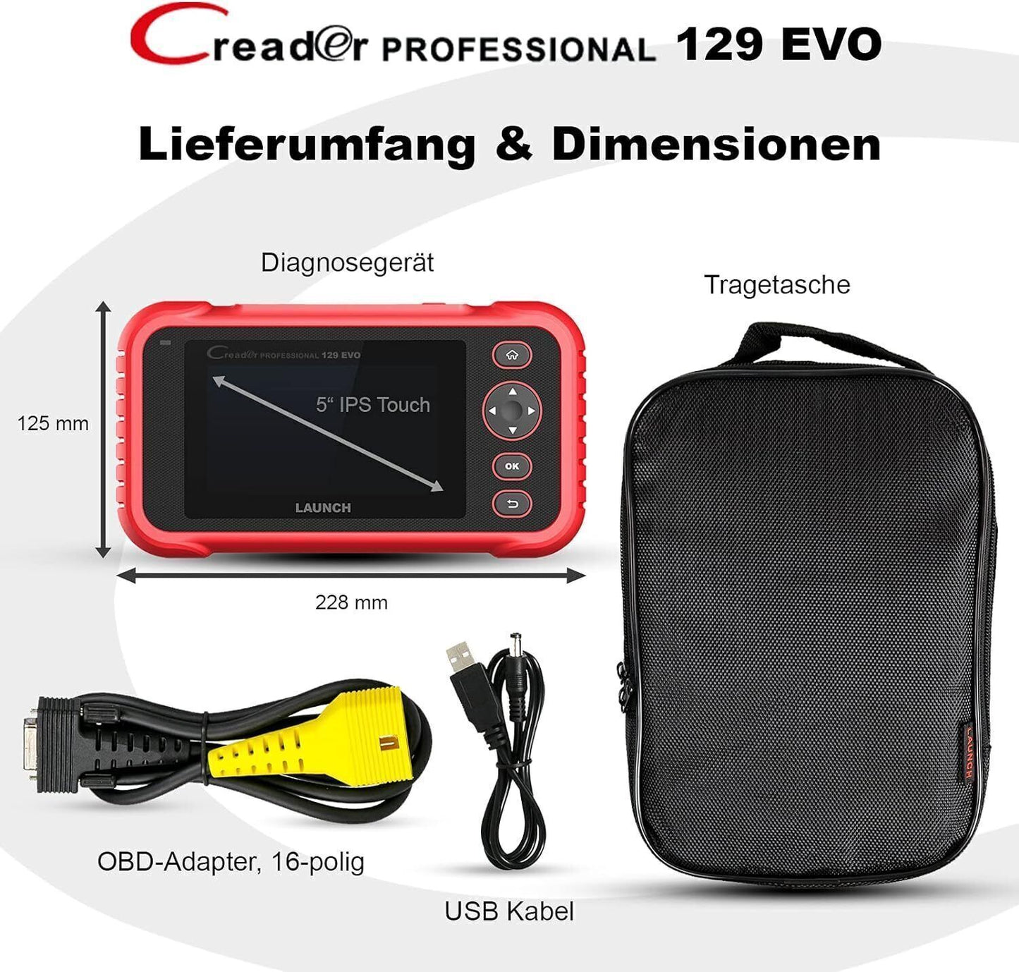 LAUNCH CRP 129 EVO OBD2 Diagnosegerät Kfz-Diagnose Tester + 8 Service Funktionen