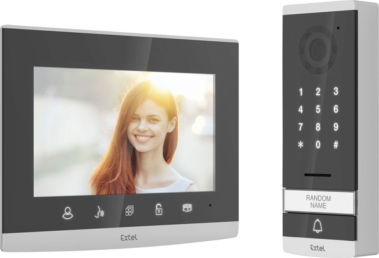 Extel Videosprechanlage mit 7-Zoll-Spiegelbildschirm