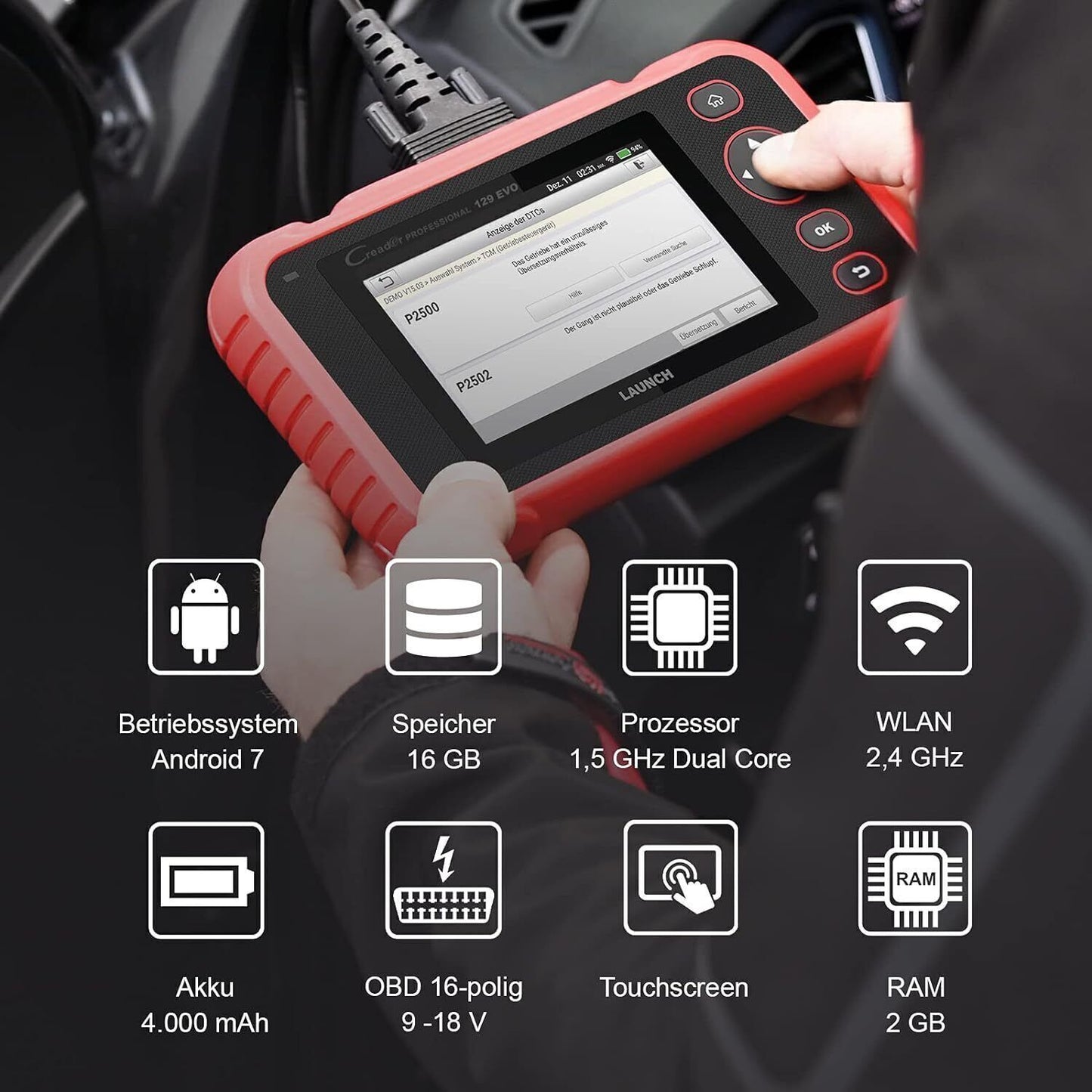 LAUNCH CRP 129 EVO OBD2 Diagnosegerät Kfz-Diagnose Tester + 8 Service Funktionen