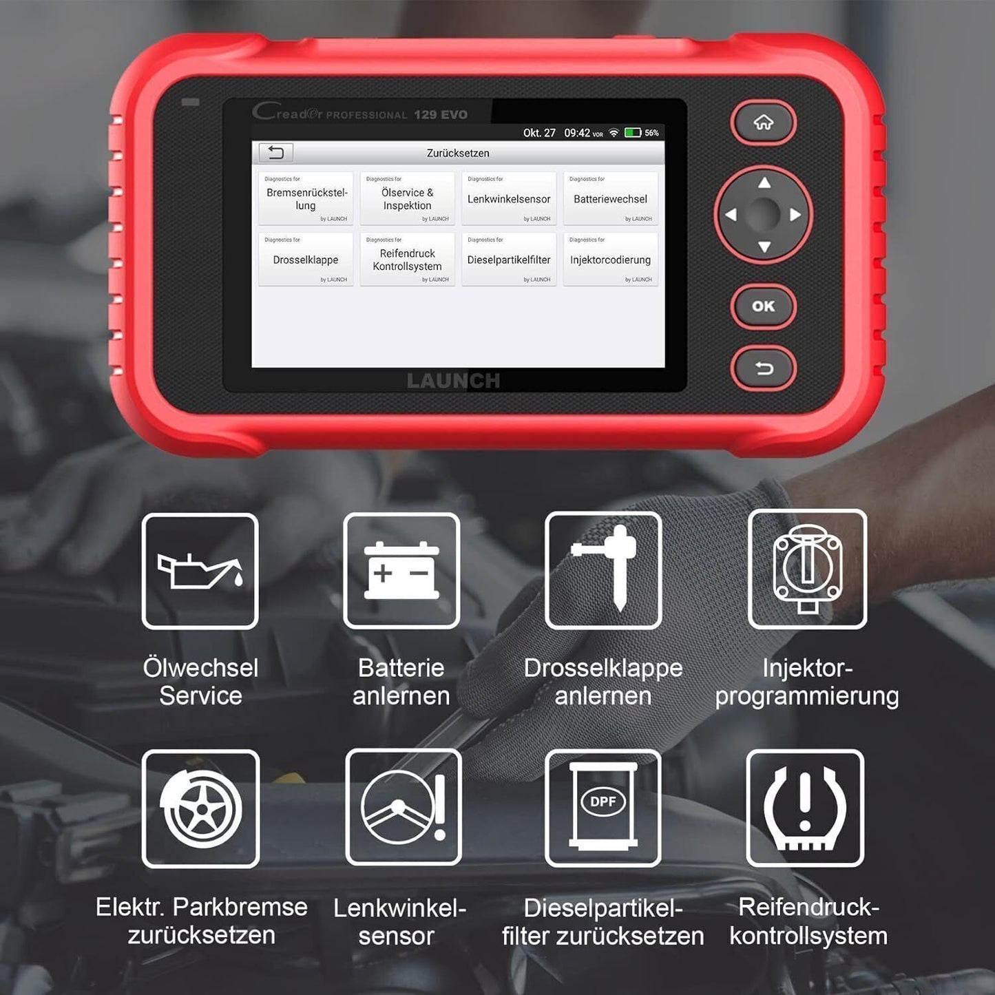 LAUNCH CRP 129 EVO OBD2 Diagnosegerät Kfz-Diagnose Tester + 8 Service Funktionen