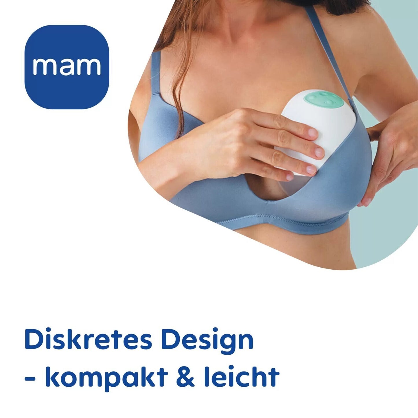 MAM Move Handsfree Milchpumpe Mint – tragbar, leise, inkl. Flasche 160 ml