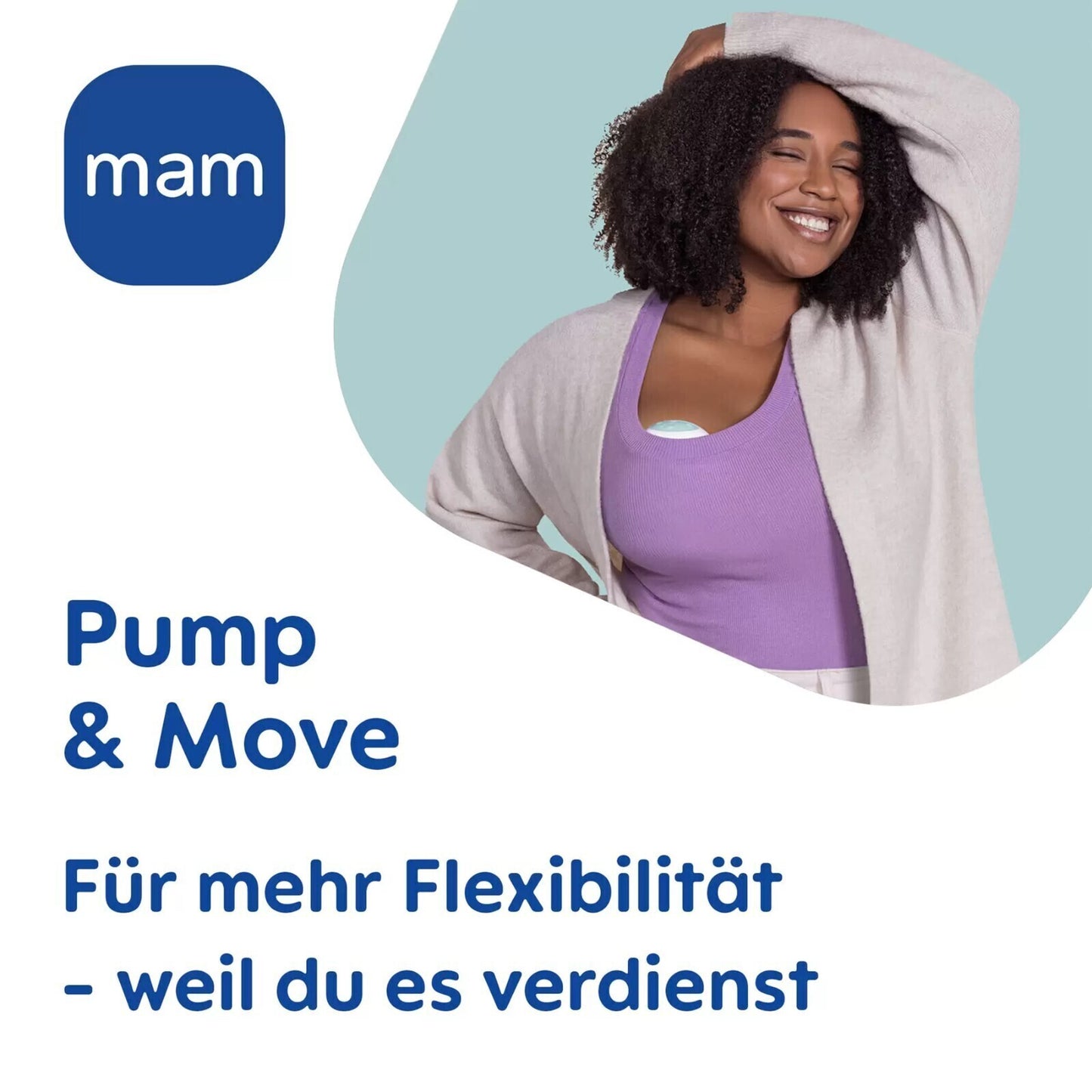 MAM Move Handsfree Milchpumpe Mint – tragbar, leise, inkl. Flasche 160 ml