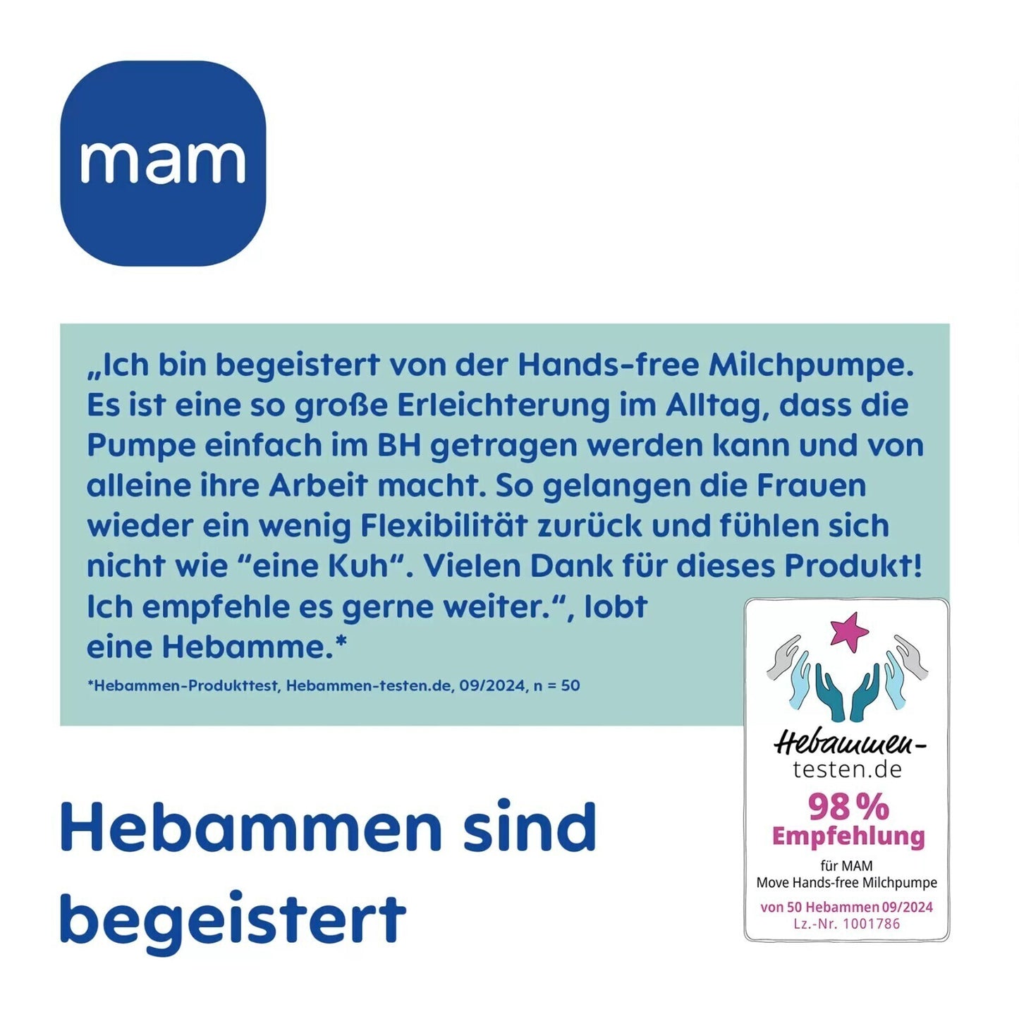 MAM Move Handsfree Milchpumpe Mint – tragbar, leise, inkl. Flasche 160 ml