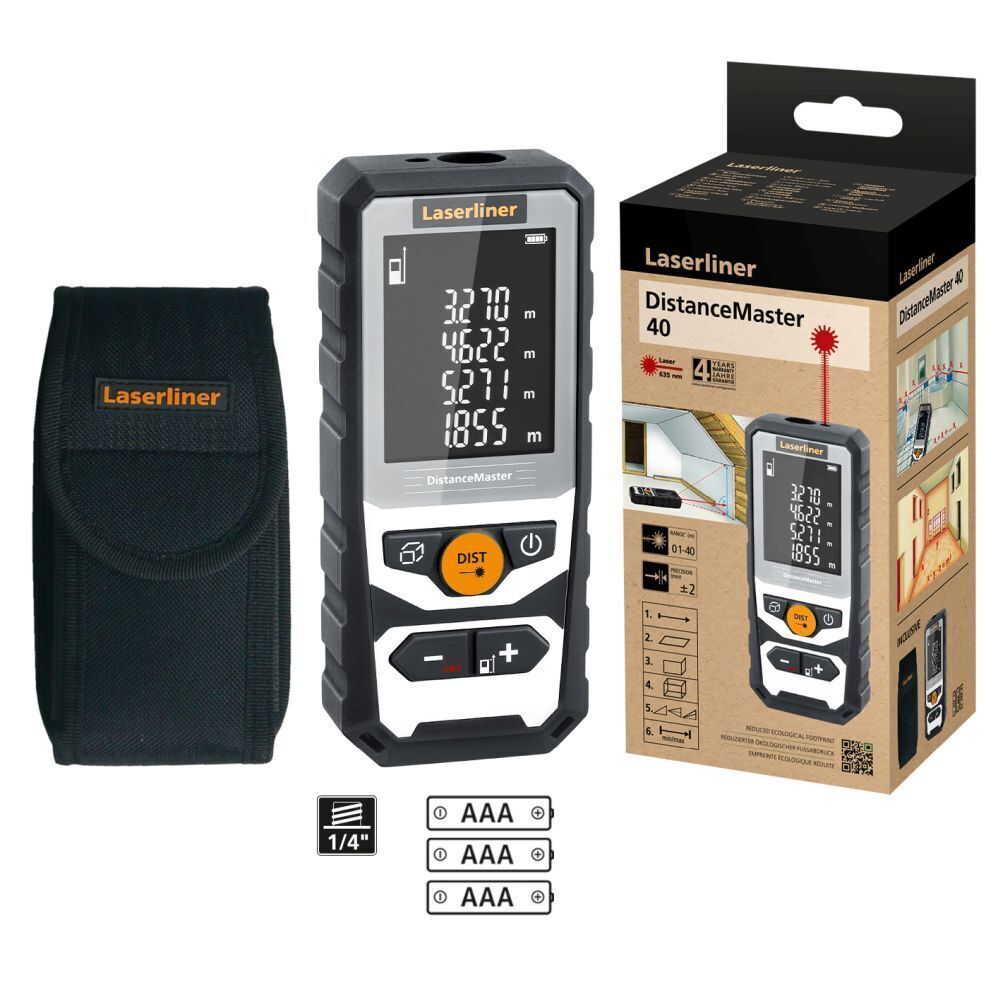 Laserliner DistanceMaster 40 – Entfernungsmesser 40 m, IP65, Pythagoras-Funktion